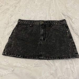 Black denim skirt